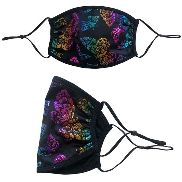2-Layer Black Holographic Butterfly USA Face Mask - Picture 8 of 9